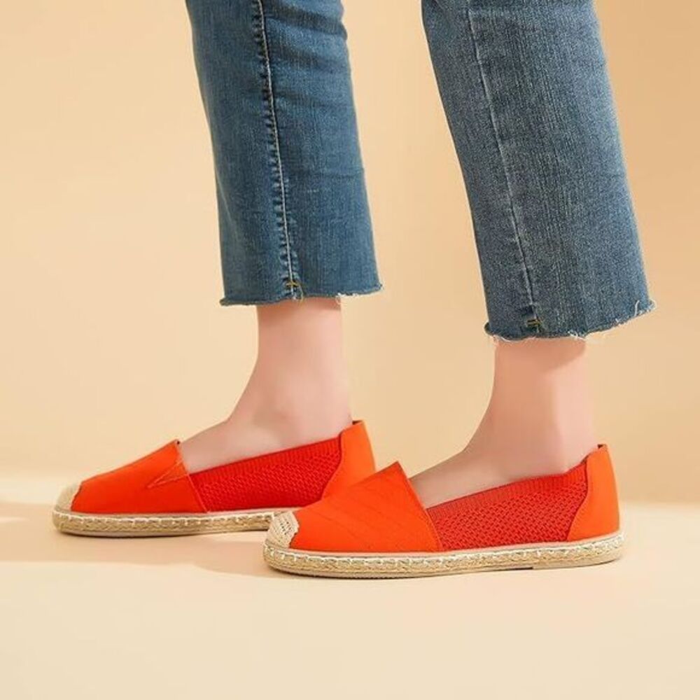 Women's Flats Shoes,Breathable  Flats, Slip on Shoes.  Orange Red.‎ Size 6 - Picture 3 of 11